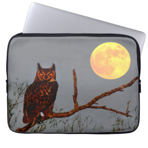 Grote Uil Volle Maan Laptop Sleeve