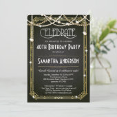 Grote uitnodiging van Gatsby Birthday / Art Deco-u (Staand voorkant)