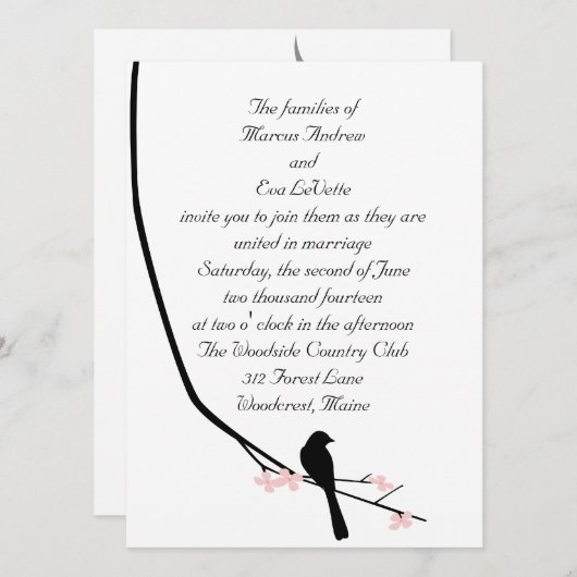 Grote uitnodiging voor vogels en bloesems (Voorkant / Achterkant)