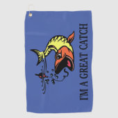 Grote vangst (geel/Oranje) V2 Golfhanddoek (Voorkant)