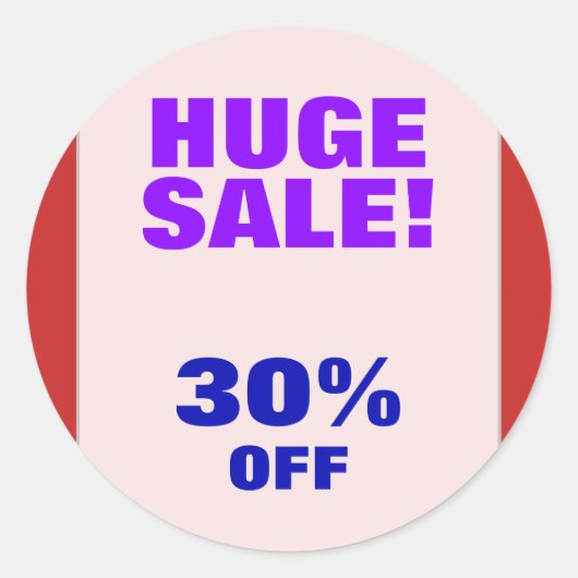 "GROTE VERKOOP!" "30% OFF" Ronde sticker (Voorkant)