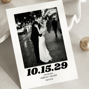 Grote Vet Datum Zwart Wit Koppel Foto Bruiloft Save The Date