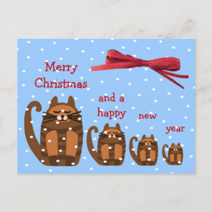 grote vette Kerstmissneeuw van kattenrufus Feestdagenkaart