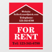 GROTE VETTE TE HUUR BEBORDING Vastgoed Raamsticker (Vel)