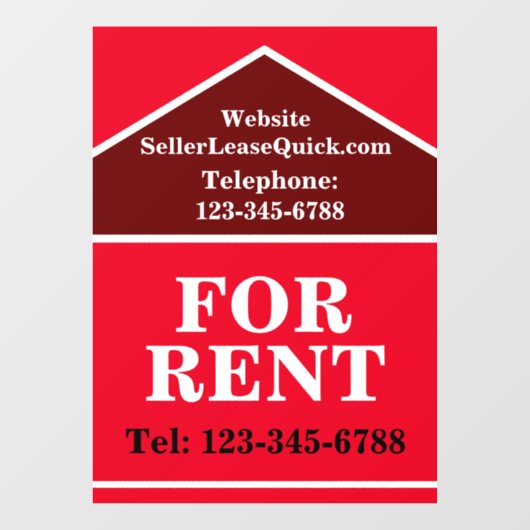 GROTE VETTE TE HUUR BORDEN Vastgoed Raamsticker (Vel)