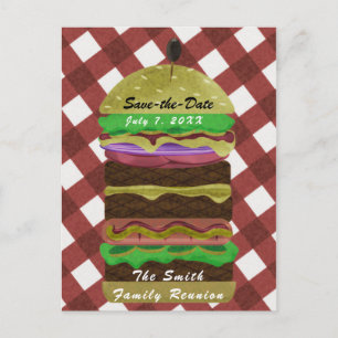 Grote vettige hamburger zomer barbecue rode BBQ-fe Uitnodiging Briefkaart
