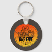 Grote Vijf van Afrika Safari  Olifant, Leeuw Sleutelhanger (Voorkant)