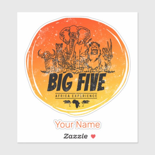 Grote Vijf van Afrika Safari Olifant, Leeuw Sticker (Vel)