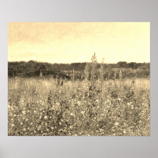 Grote Vintage Botanische Gouden Veld Bloemige Groe Poster (Voorkant)