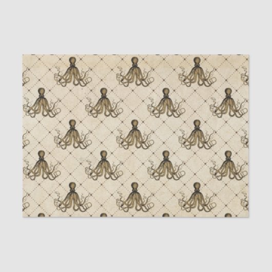 Grote Vintage Octopus Tissuepapier (Voorkant)