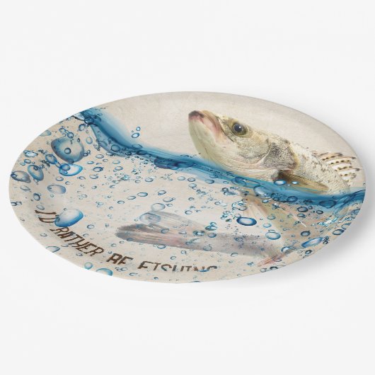 grote vis die uit het water springt papieren bordje (Gekanteld)