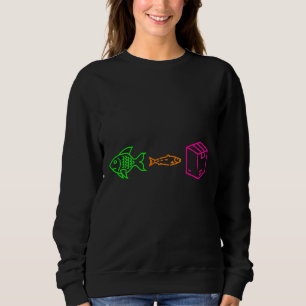Grote vis kleine vis kartonnen doos neon trui