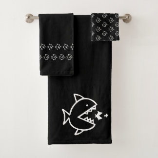 Grote vis kleine vis Zwart wit Bad Handdoek
