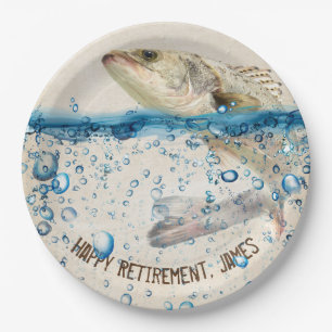 grote vissen die uit het water springen papieren bordje