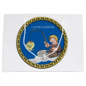 Grote visser die op het ijs vist large cadeauzakje (Voorkant)