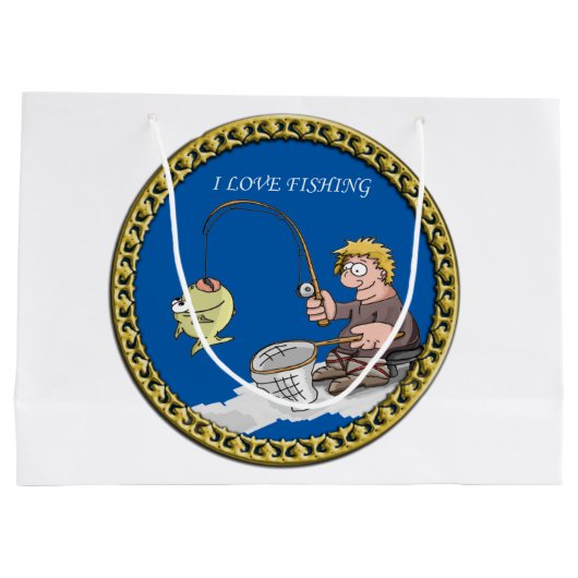 Grote visser die op het ijs vist large cadeauzakje (Achterkant)