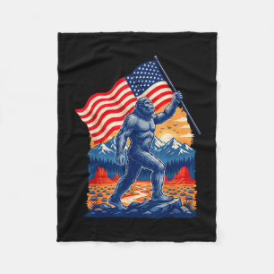Grote voet bigfoot sasquatch Amerikaanse vlag patr Fleece Deken