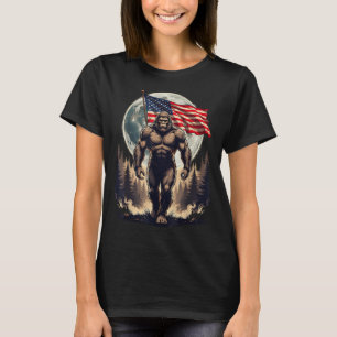 Grote voet bigfoot sasquatch Amerikaanse vlag patr T-shirt
