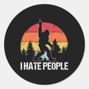 Grote Voet Ik Haat Mensen Middenvinger Sasquatch R Ronde Sticker