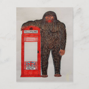 grote voet met telefooncel, briefkaart