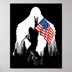 Grote Voet Shirt Bigfoot Amerikaanse Vlag Patriott Poster