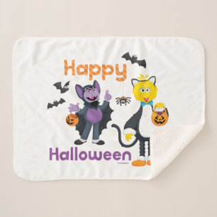 Grote vogel en graaf   Fijne Halloween Sherpa Deken