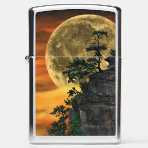 Grote Volle Maan Nacht Zippo Aansteker Tekening