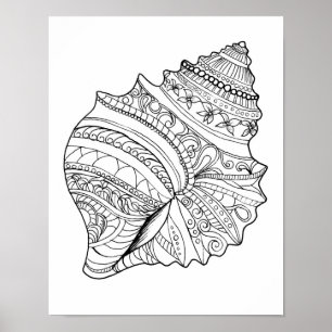 Grote volwassen kleurplaat Octopus Ocean Art Poster