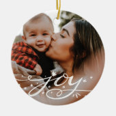 Grote Vreugde Hand Lettered Vakantie Foto Keramisch Ornament (Voorkant)