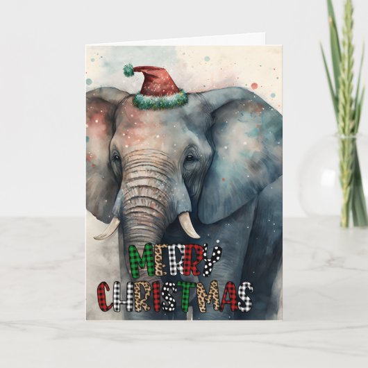 Grote vrolijke kerst gelukskaart olifant kaart (Voorkant)