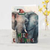 Grote vrolijke kerst gelukskaart olifant kaart (Gele Bloem)
