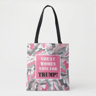 Grote vrouwen stemmen voor Trump Pink Camo Draagtas