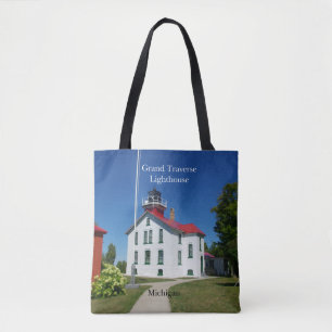 Grote vuurtoren over de hele canvas tas