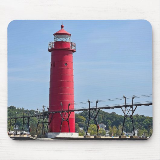 Grote vuurtoren van Haven Michigan Muismat (Voorkant)