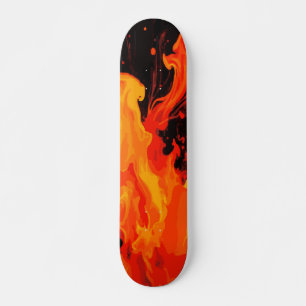 Grote Vuurvlam Abstracte Kunst op Zwart Skateboard