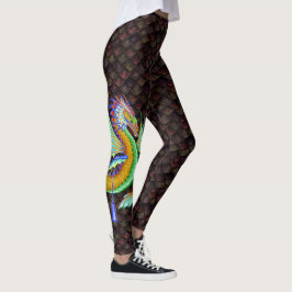 Grote waterdraak op rode/Oranje drakenschalen Leggings