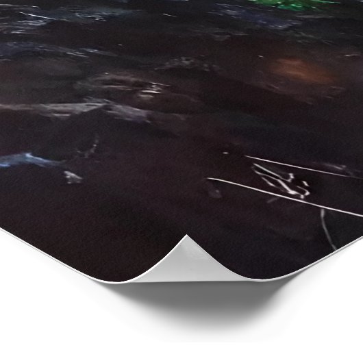 Grote waterval in het bos | AI Art. Poster (Hoek)