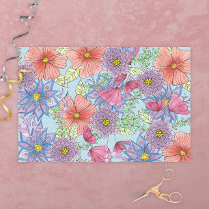 Grote Waterverf Bloemen en bladeren Botanisch Tissuepapier