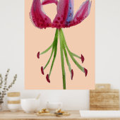 Grote waterverf moderne roze kunstbloem poster (Keuken)