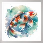 Grote Waterverf Schilderij Koi Fish Art Poster (Voorkant)