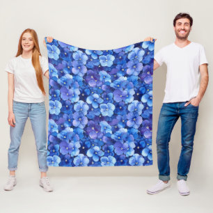 Grote waterverf stijl viooltjes blauw paarse bloem fleece deken