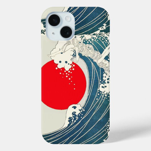 GROTE WAVE EN RODE ZON Blauw Wit Nautisch Case-Mate iPhone Case (Achterkant)