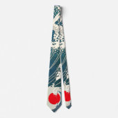 GROTE WAVE EN RODE ZON Blauw Wit Nautisch Stropdas (Voorkant)