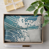 GROTE WAVE EN RODE ZON Blauw Wit Nautisch Tissuepapier (Geschenk)