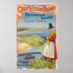 Grote Westerne Railray Promo Tours naar Wales Poster