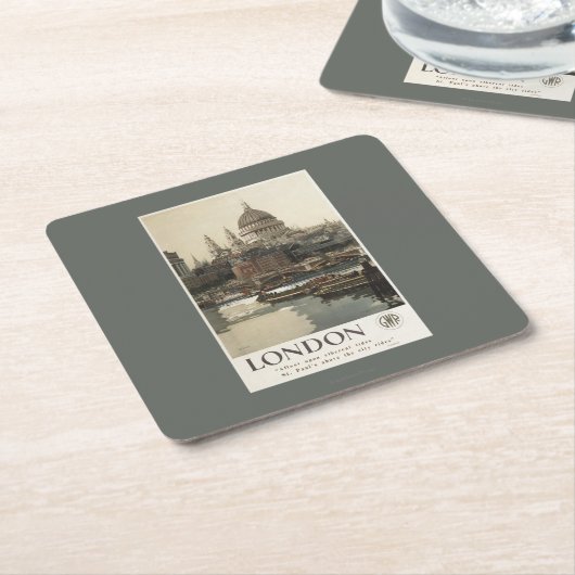 Grote Westerne spoorweg St. Paul's reisposter Vierkante Kartonnen Onderzetter (Schuin)
