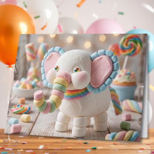 Grote Whimsical Olifant Persoonlijke Verjaardag Kaart