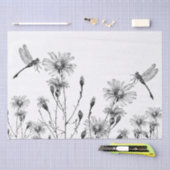 GROTE Wildflower Dragonfly Decoupage Zwart Wit Tissuepapier (Craft)