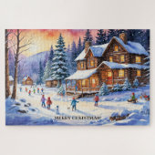 Grote Winter Sneeuw Leuke Kerst Familie Puzzel Legpuzzel (Horizontaal)