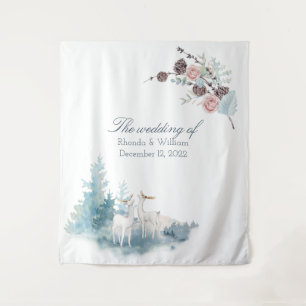 Grote winterdeer Waterverf bruiloft Wandkleed